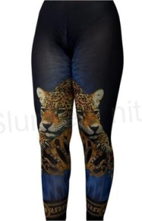 Dámské černé elastické legíny Leopard – více velikostí (K195)