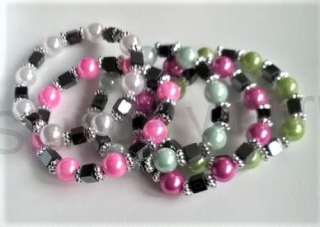 Náramek z perlových korálků AB více barev (BC158)