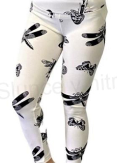 Dámské legíny bílé s motýly – M/L a XL/2XL (K221)
