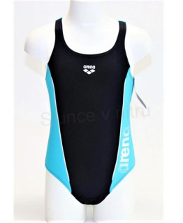 Sportovní dívčí jednodílné plavky 140 černo‑modré (W175)