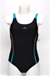 Sportovní dámské jednodílné plavky M černo‑oranžové (K241)