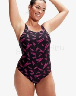 Sportovní dámské jednodílné plavky Speedo 3XL černo‑růžové (K248)