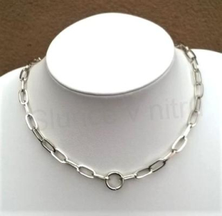 Řetízek na krk z nerez oceli platinový 42 cm (Y15)