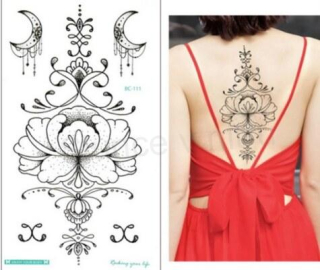 Voděodolné, dočasné tetovaní  květina (E706)