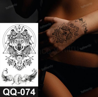 Voděodolné, dočasné tetovaní vlk (E709)