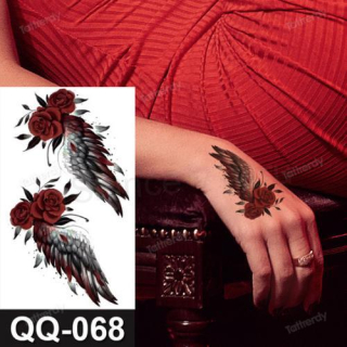 Voděodolné, dočasné tetovaní kytička, křídla (E713)