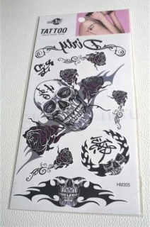 Voděodolné, dočasné tetovaní Lebka, Skull (E724)