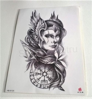 Voděodolné, dočasné tetovaní bojovnice, amazonka (E737)