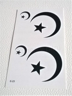 Voděodolné, dočasné tetovaní měsíc, hvězda, symbol (E751)