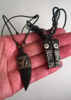 Dřevěný nastavitelný náhrdelník zub, sova (BD704)