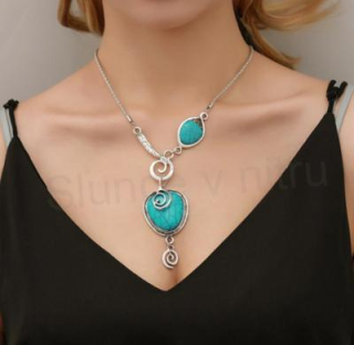 Minerální náhrdelník s tyrkysem (X1642) 