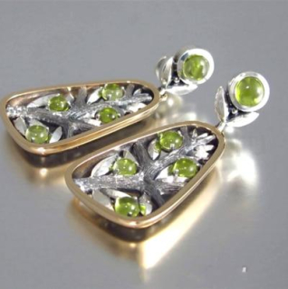 Puzetové visací vykladáné náušnice s kamínky strom (BB724)