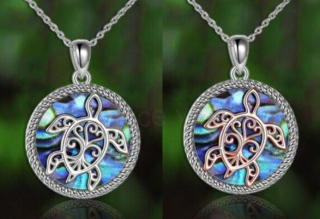 Náhrdelník kruh se želvou a mušle Paua (X1661)