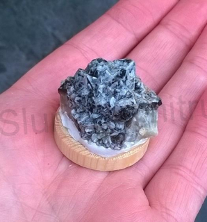 Drúza Morionu na dřevěném podstavci 25g (Česká Republika) (X1666)