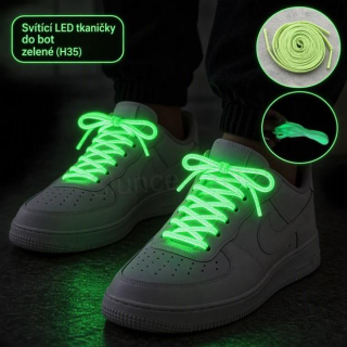Svítící led tkaničky do bot zelené (H35)