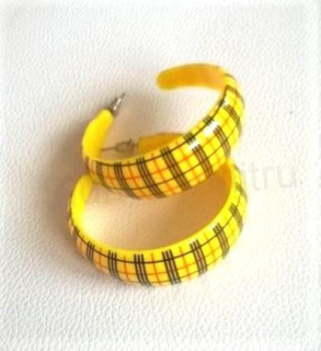 Kruhové rackové náušnice ve tvaru C žluté (BB734)