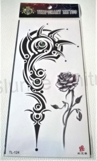 Voděodolné, dočasné tetovaní originál růže, ornament (E806)