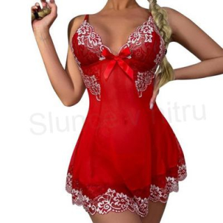 Sexy krajková noční košilka spodní prádlo velikost XL červená (K341)
