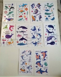 Voděodolné, dočasné tetovaní Žraloci 7 x 12 cm (E810)