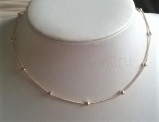 Náhrdelník choker řetízkový s kuličkami růžový (BD731)