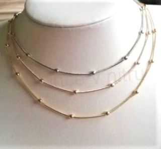 Náhrdelník choker řetízkový s kuličkami (BD731)