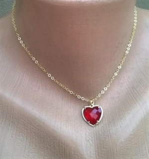 Náhrdelník choker řetízkový s broušeným srdíčkem (BD733)