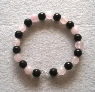 Minerální náramek s onyxem a růženinem (BC181)