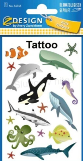 Originál voděodolné, dočasné tetovaní mořský svět delfín (E824)