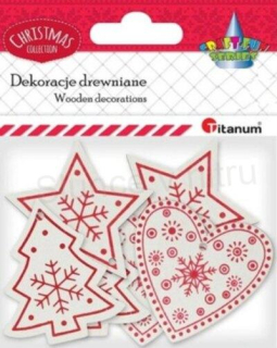 Dřevěné dekorace, výřezy na zavěšení - ozdoby mix 6 kusů (V74)