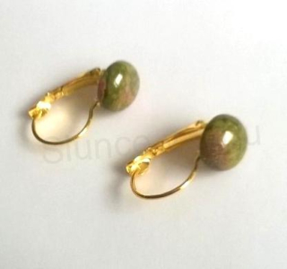 Minerální zlaté unakitové náušnice 10 x 10 mm (X1694)