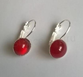 Minerální karneolové náušnice 10 mm, stříbrné (X1698)