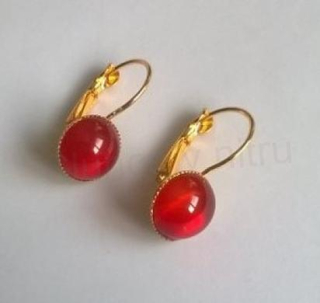 Minerální karneolové náušnice 10 mm, zlaté (X1698)