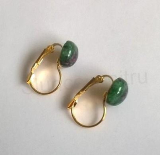 Minerální rubín v zoisitu náušnice 10 x 10 mm (X1706)