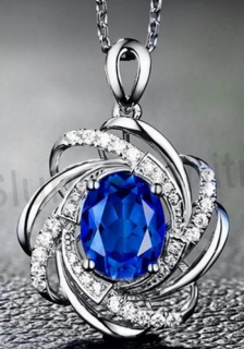 Postříbřený náhrdelník Safír s čirými zirkony (X1711)