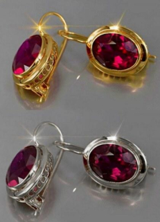 Visací náušnice s červeným krystalem (BB737)