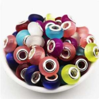 Korálek s velkým průvlekem kočičí oko, ulexit -více variant (AC291)