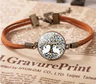 Kožený náramek strom života (BC566)