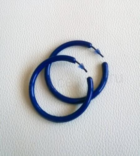 Náušnice kruhy hypoalergení velikost 4,8 cm modré tmavé (BB742)