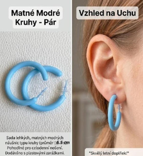 Náušnice kruhy hypoalergenní modré světlé velikost 6,5 cm (BB743)