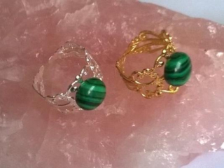 Nastavitelný minerální prsten Malachit (X1716)