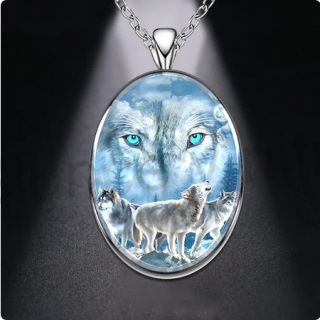 Nerezový náhrdelník s přívěškem vlk, vlků (BD773)
