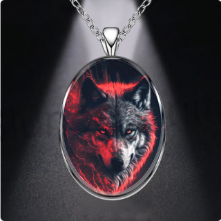 Nerezový náhrdelník s přívěškem vlk (BD774)