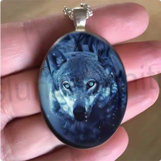 Nerezový náhrdelník s přívěškem vlk (BD776)