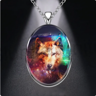 Nerezový náhrdelník s přívěškem vlk (BD782)