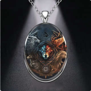 Nerezový náhrdelník s přívěškem vlk, vlků (BD783)