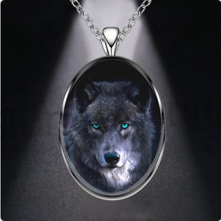 Nerezový náhrdelník s přívěškem vlk (BD786)