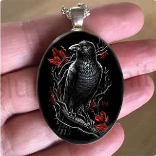 Nerezový náhrdelník s přívěškem Vrána (BD789)