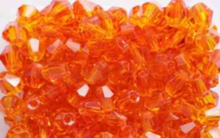 Korálky broušené sluníčka 6 mm oranžové plastové 20ks (AC55)