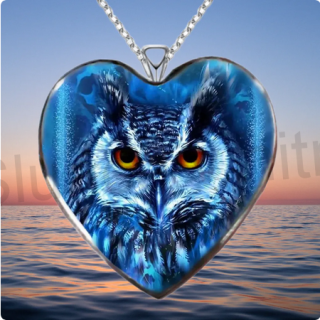 Nerezový náhrdelník s přívěškem srdce sova (BD800)