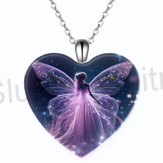 Nerezový náhrdelník s přívěškem srdce víla (BD813)